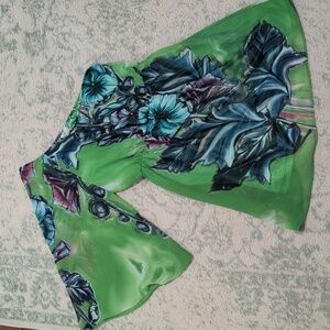 Y2K Green Floral Chiffon Tunic Top | From A Boutique In Toronto | Size M